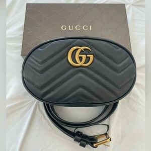 Gucci Marmont Belt Bag/ Black/ Size 85*34